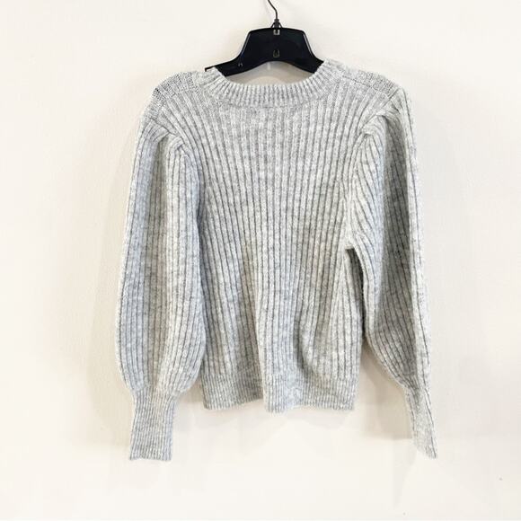 Lulus Heather Gray Knit Sweater Balloon Sleeve Size S Soft Cozy Fall Top - Picture 3 of 10